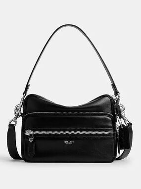 Coach Dakota Crossbody Bag with 2 Straps Silver/Black Smooth Leather CDS83 NWT